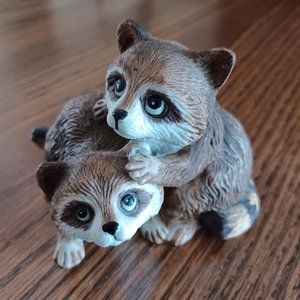 Homco Baby Raccoons Figurine, Vintage, Excellent Condition